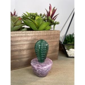 Aventurine and Lepidolite Crystal Cactus Sculpture